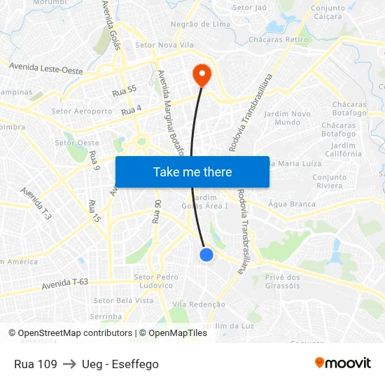 Rua 109 to Ueg - Eseffego map