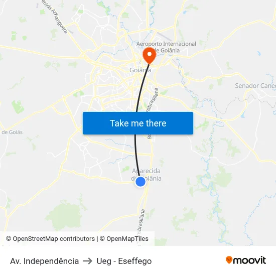 Av. Independência to Ueg - Eseffego map