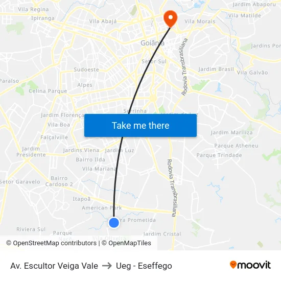 Av. Escultor Veiga Vale to Ueg - Eseffego map