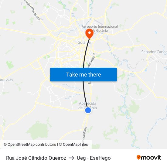 Rua José Cândido Queiroz to Ueg - Eseffego map