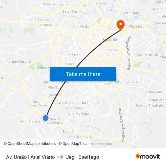 Av. União | Anel Viário to Ueg - Eseffego map