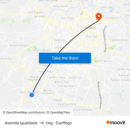 Avenida Igualdade to Ueg - Eseffego map