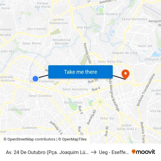 Av. 24 De Outubro (Pça. Joaquim Lúcio) to Ueg - Eseffego map