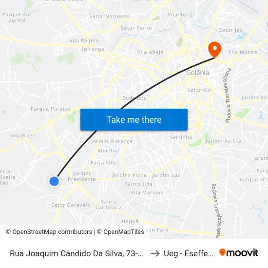 Rua Joaquim Cândido Da Silva, 73-233 to Ueg - Eseffego map
