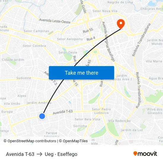 Avenida T-63 to Ueg - Eseffego map