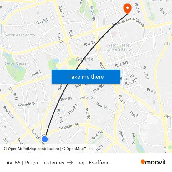 Av. 85 | Praça Tiradentes to Ueg - Eseffego map