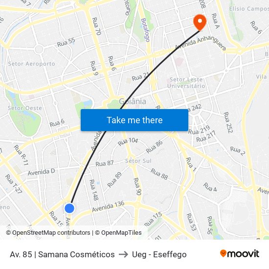 Av. 85 | Samana Cosméticos to Ueg - Eseffego map