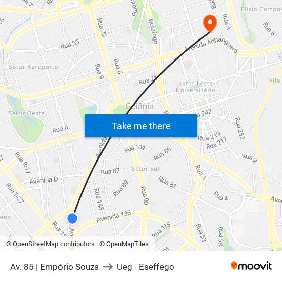 Av. 85 | Empório Souza to Ueg - Eseffego map