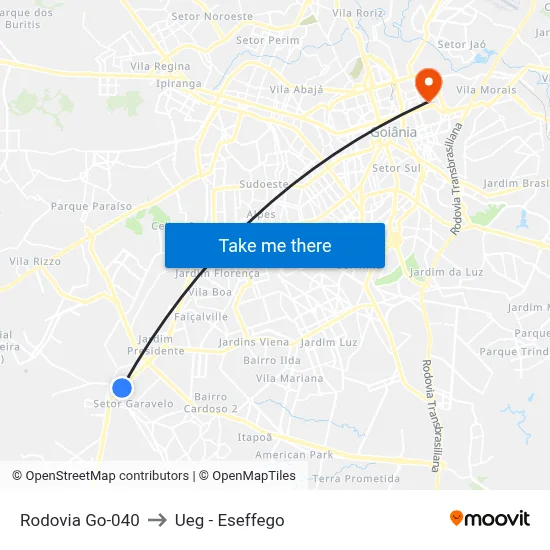 Rodovia Go-040 to Ueg - Eseffego map