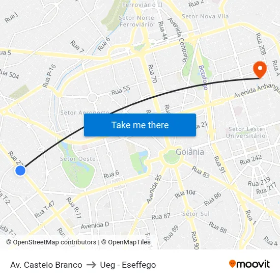 Av. Castelo Branco to Ueg - Eseffego map