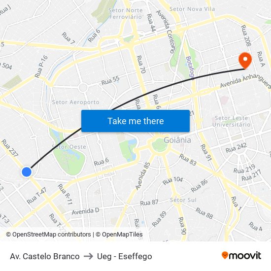 Av. Castelo Branco to Ueg - Eseffego map
