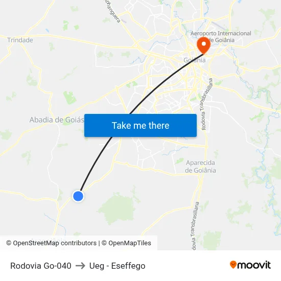 Rodovia Go-040 to Ueg - Eseffego map
