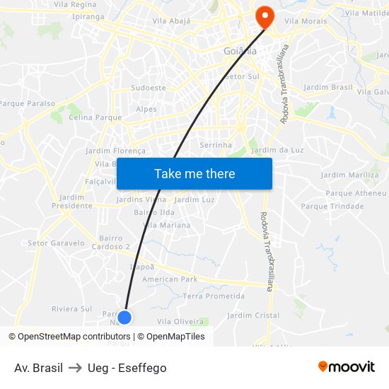 Av. Brasil to Ueg - Eseffego map