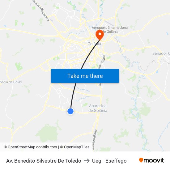 Av. Benedito Silvestre De Toledo to Ueg - Eseffego map