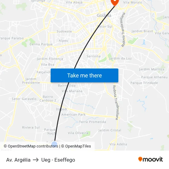 Av. Argélia to Ueg - Eseffego map