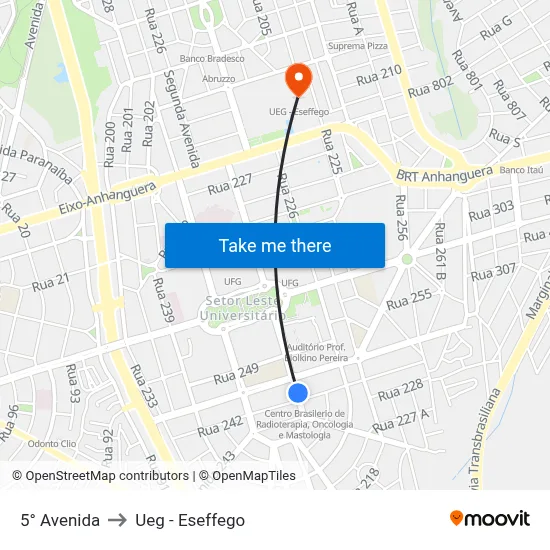 5° Avenida to Ueg - Eseffego map