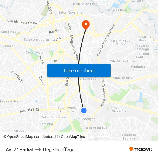 Av. 2ª Radial to Ueg - Eseffego map