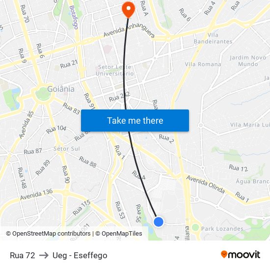 Rua 72 to Ueg - Eseffego map