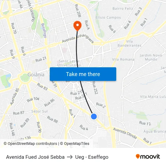 Avenida Fued José Sebba to Ueg - Eseffego map
