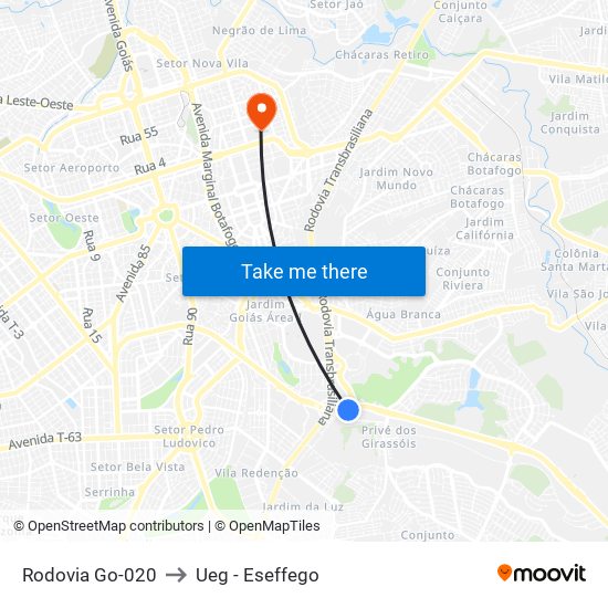 Rodovia Go-020 to Ueg - Eseffego map