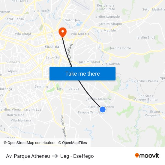 Av. Parque Atheneu to Ueg - Eseffego map