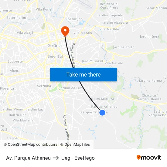 Av. Parque Atheneu to Ueg - Eseffego map