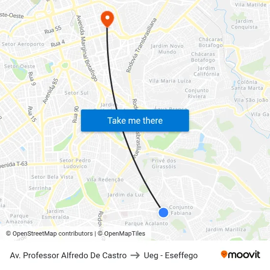 Av. Professor Alfredo De Castro to Ueg - Eseffego map