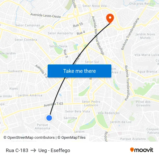 Rua C-183 to Ueg - Eseffego map