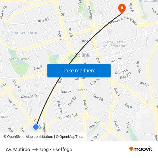 Av. Mutirão to Ueg - Eseffego map