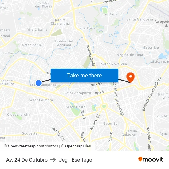 Av. 24 De Outubro to Ueg - Eseffego map