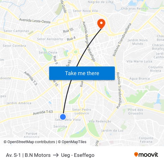 Av. S-1 | B.N Motors to Ueg - Eseffego map