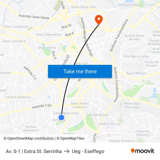 Av. S-1 | Extra St. Serrinha to Ueg - Eseffego map