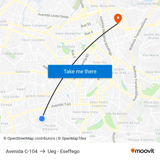 Avenida C-104 to Ueg - Eseffego map