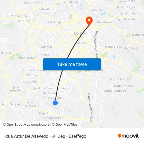 Rua Artur De Azevedo to Ueg - Eseffego map