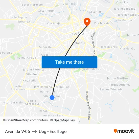 Avenida V-06 to Ueg - Eseffego map