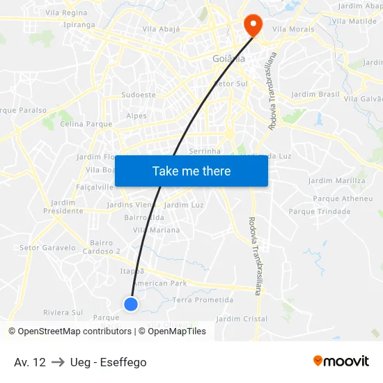 Av. 12 to Ueg - Eseffego map