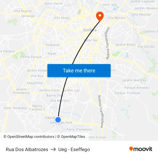 Rua Dos Albatrozes to Ueg - Eseffego map