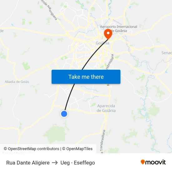 Rua Dante Aligiere to Ueg - Eseffego map