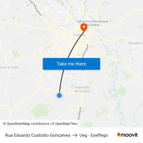 Rua Eduardo Custódio Gonçalves to Ueg - Eseffego map