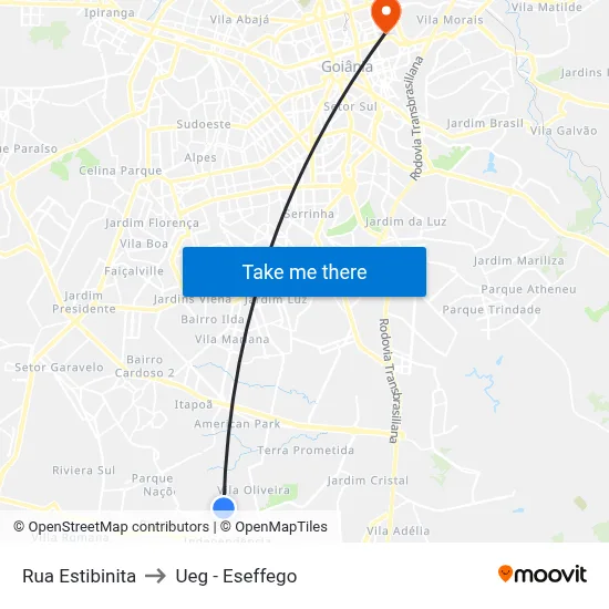 Rua Estibinita to Ueg - Eseffego map