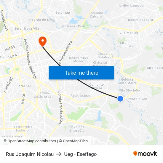 Rua Joaquim Nicolau to Ueg - Eseffego map