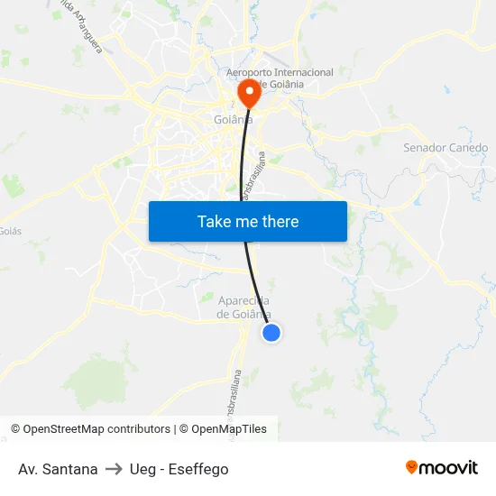 Av. Santana to Ueg - Eseffego map