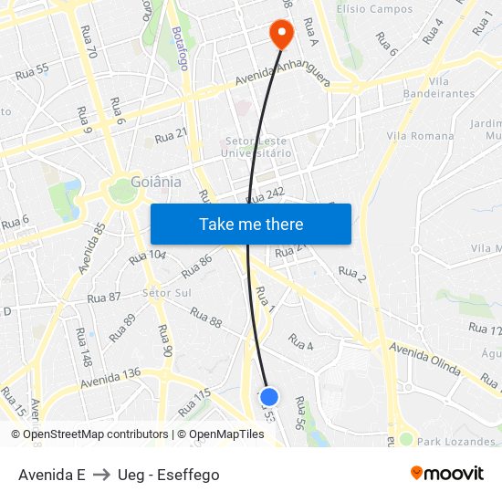 Avenida E to Ueg - Eseffego map