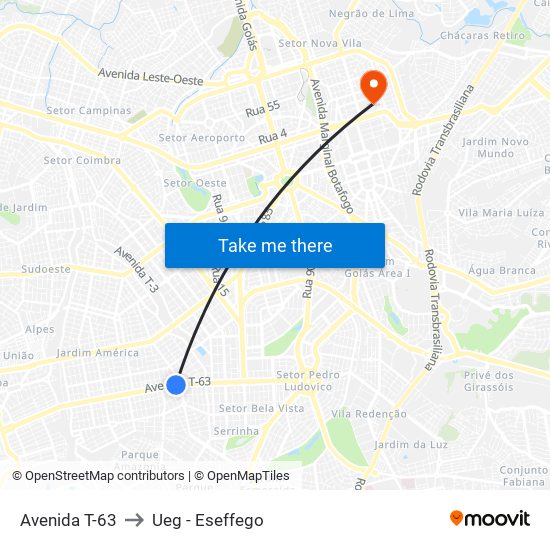 Avenida T-63 to Ueg - Eseffego map