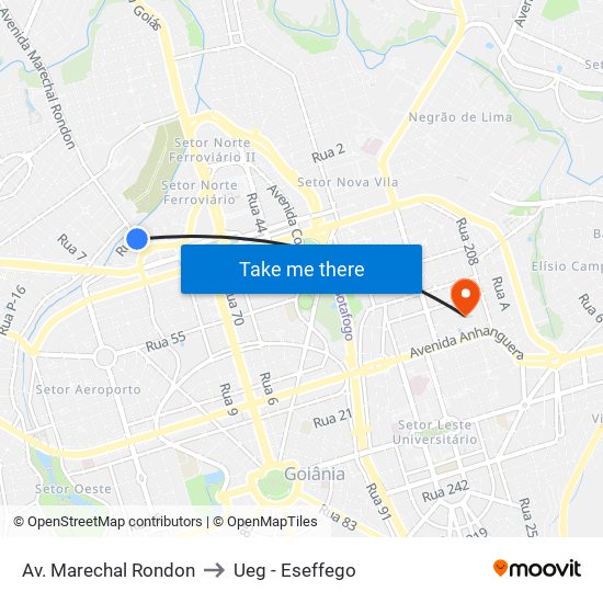 Av. Marechal Rondon to Ueg - Eseffego map