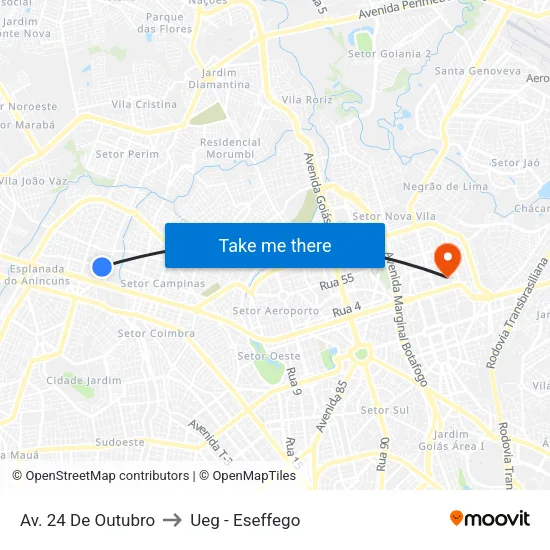 Av. 24 De Outubro to Ueg - Eseffego map