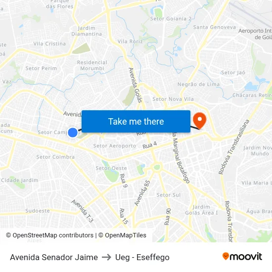 Avenida Senador Jaime to Ueg - Eseffego map