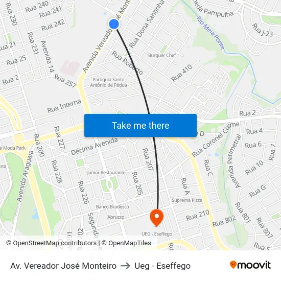 Av. Vereador José Monteiro to Ueg - Eseffego map