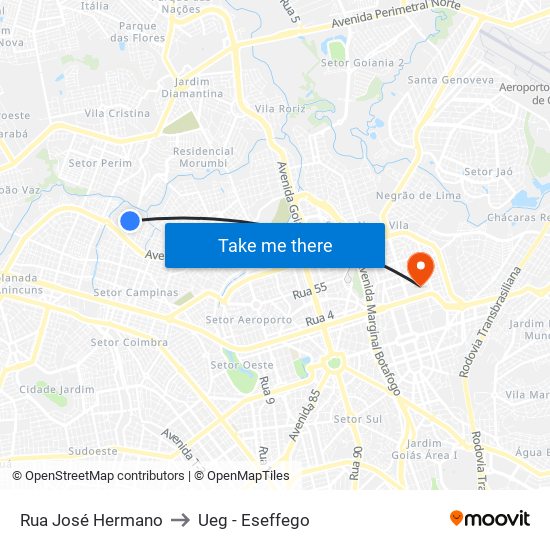 Rua José Hermano to Ueg - Eseffego map