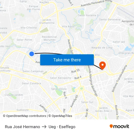 Rua José Hermano to Ueg - Eseffego map